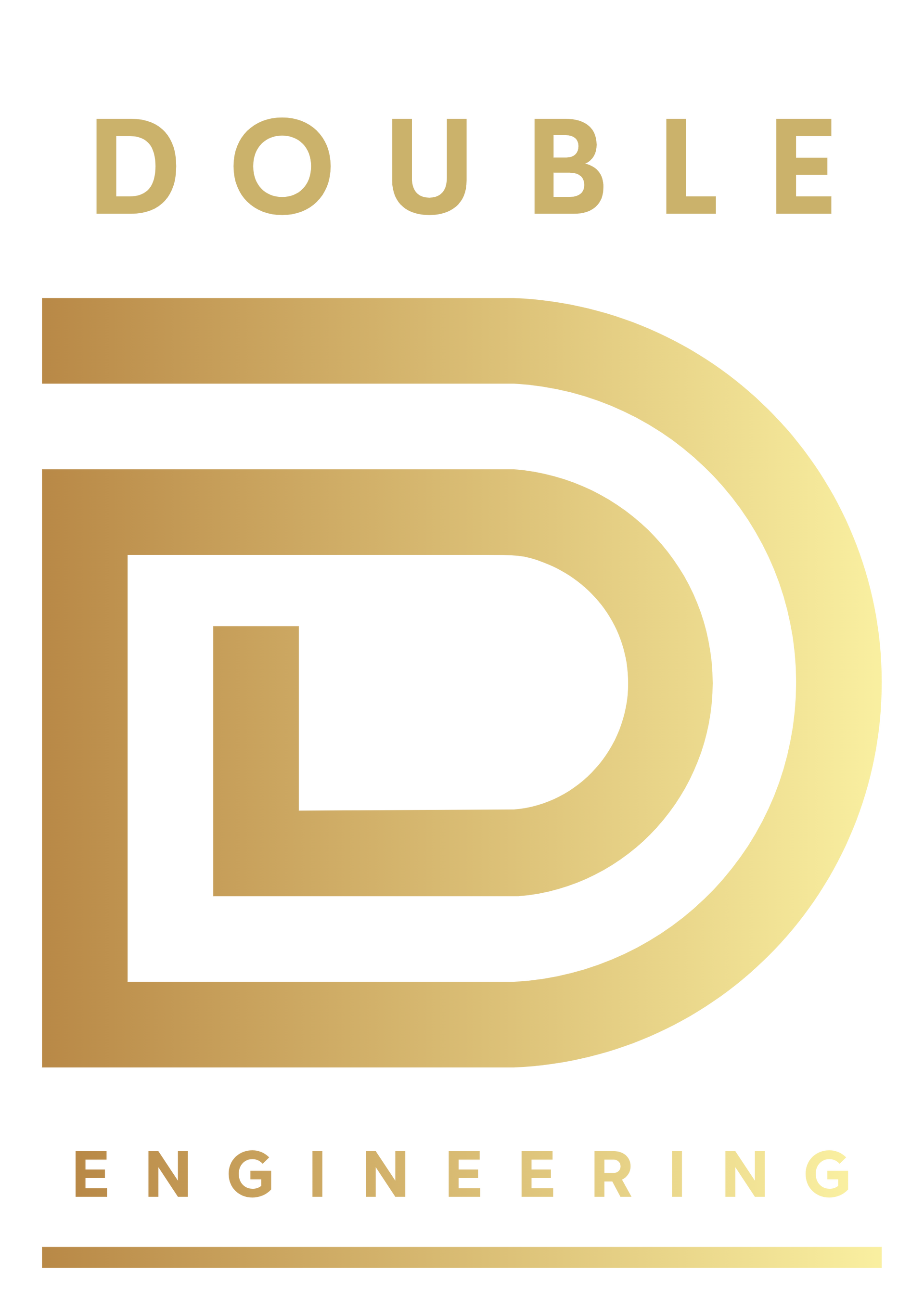 Gold logo for Double Engineering: stylized double