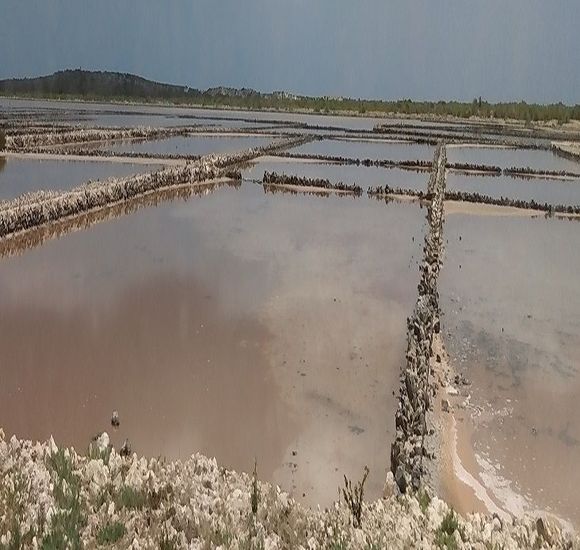 Salt Cay - the salt pans I visited while presenting on Crown land reform