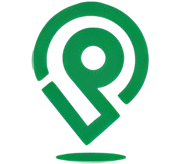 A green logo featuring a stylized letter 