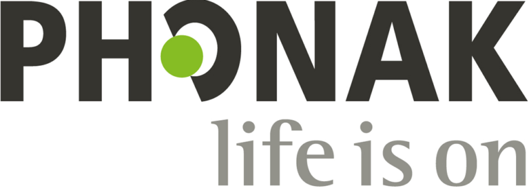 A logo for phonak that says life is on