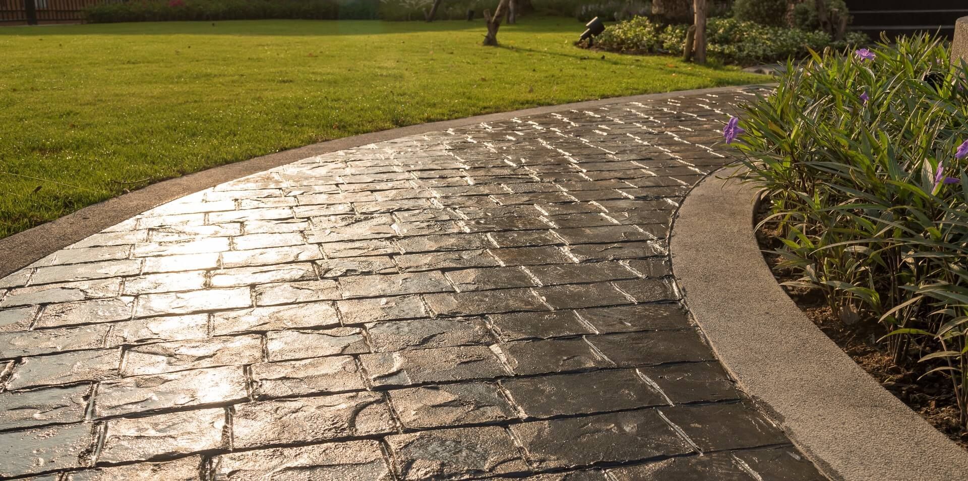 A beautiful stamped concrete walkway making the surroundings more appealing