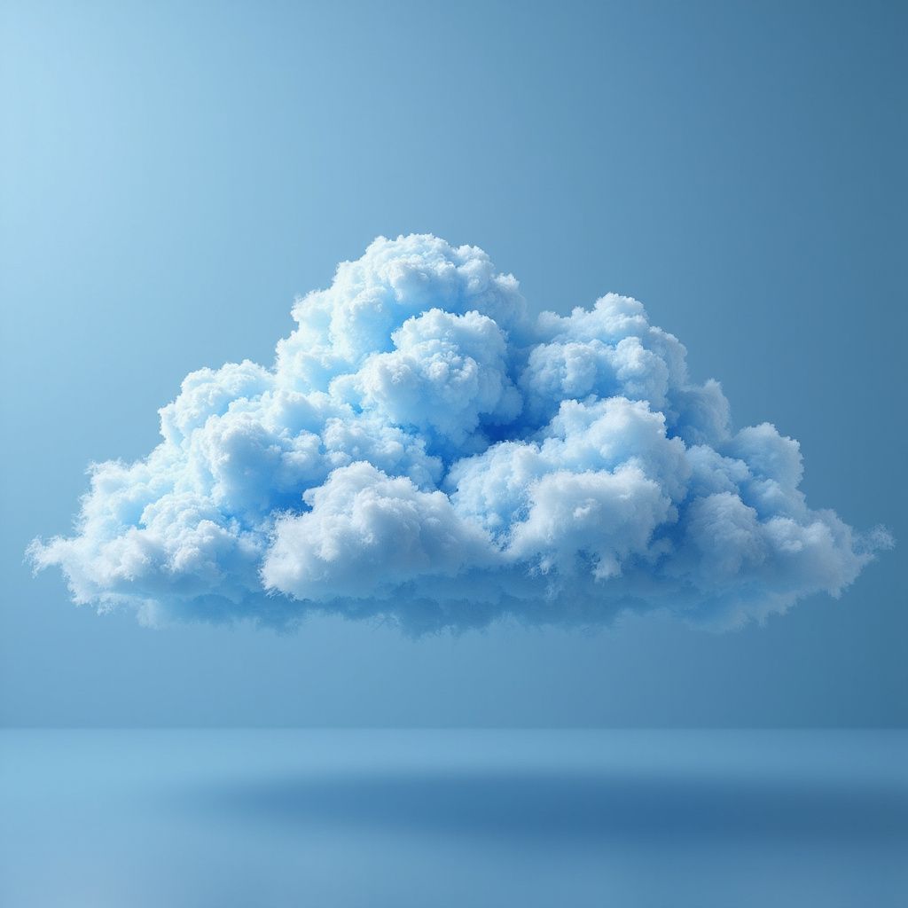 “Fluffy light-blue cloud against a blue background, symbolizing cloud computing and IT services by Reboot IT in MO