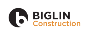 BIGLIN Construction logo with black and orange text on white background