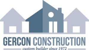 Gercon Construction logo with stylized houses in blue and gray, “custom builder since 1972” text
