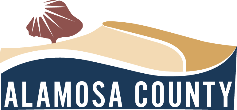 Alamosa County logo: a mountain scene with the text