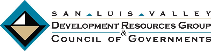 Logo for San Luis Valley Development Resources Group & Council of Governments. Contains a teal diamond with geometric shapes.