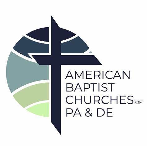 The logo for the american baptist churches of pa and de is a cross in a circle.