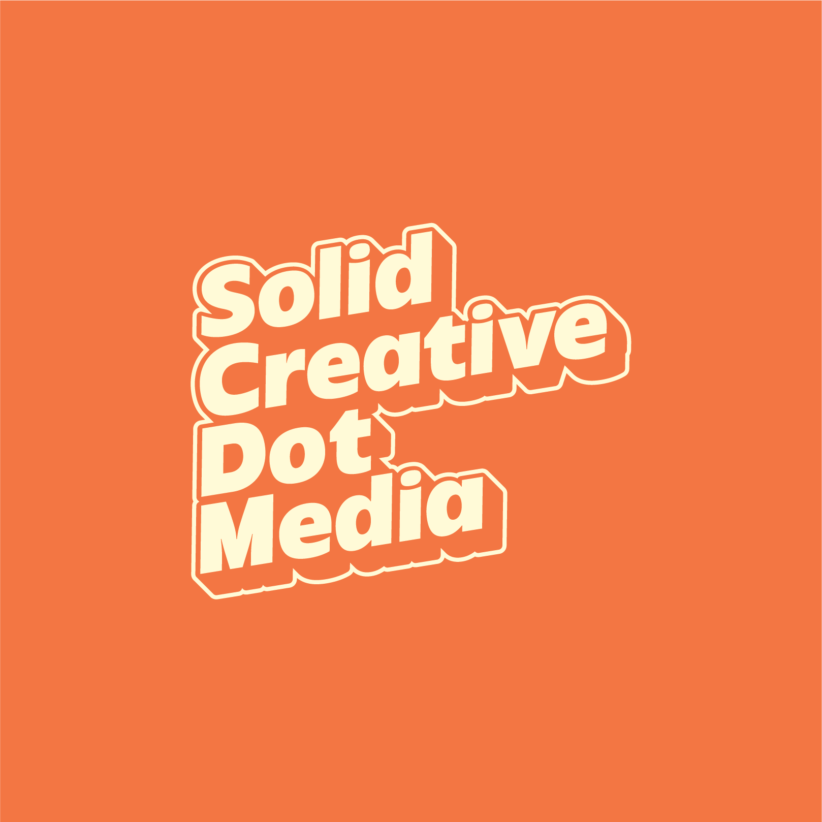 A logo for solid creative dot media on an orange background