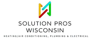 A logo for solution pros wisconsin heating / air conditioning , plumbing , and electrical.