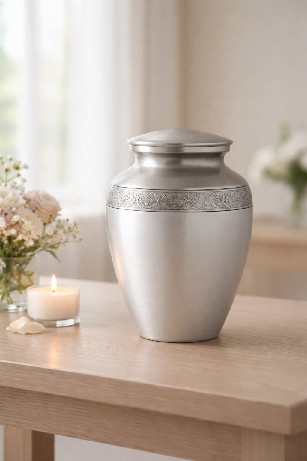 Elegant urn with floral arrangement in Sand Springs, OK