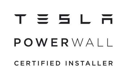 Tesla Powerwall logo: Certified Installer. Text: Tesla, Powerwall.