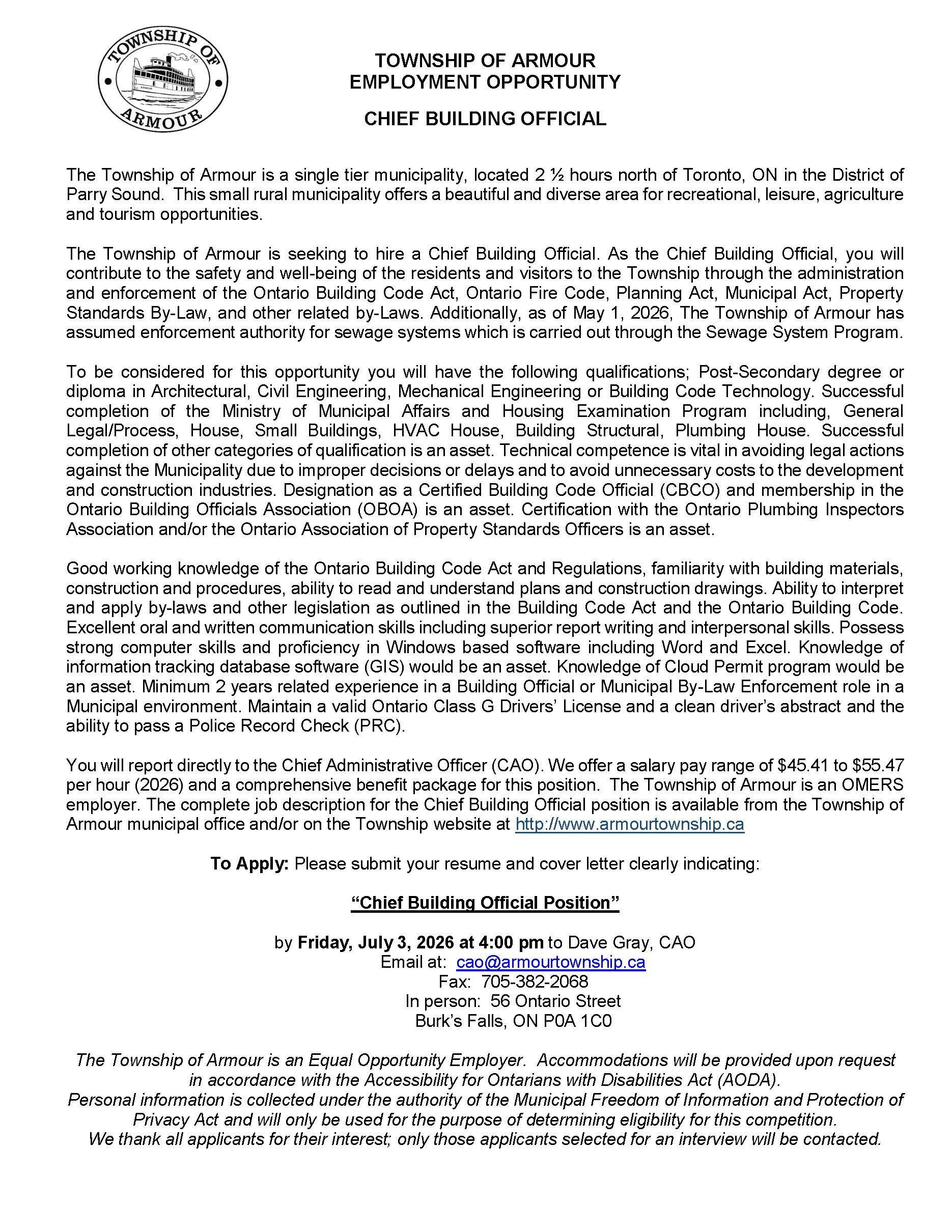 CBO Employment Opportunity