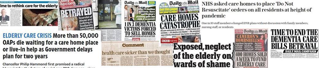 National newspaper articles about the failings of care homes