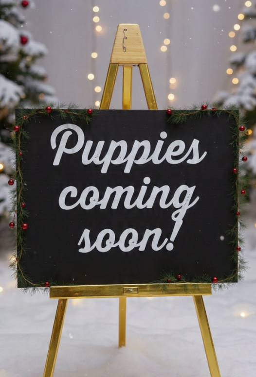 Brown Goldendoodle dog sitting on a light green chair in a kitchen.