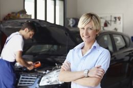 happy cutomer at body repair shop
