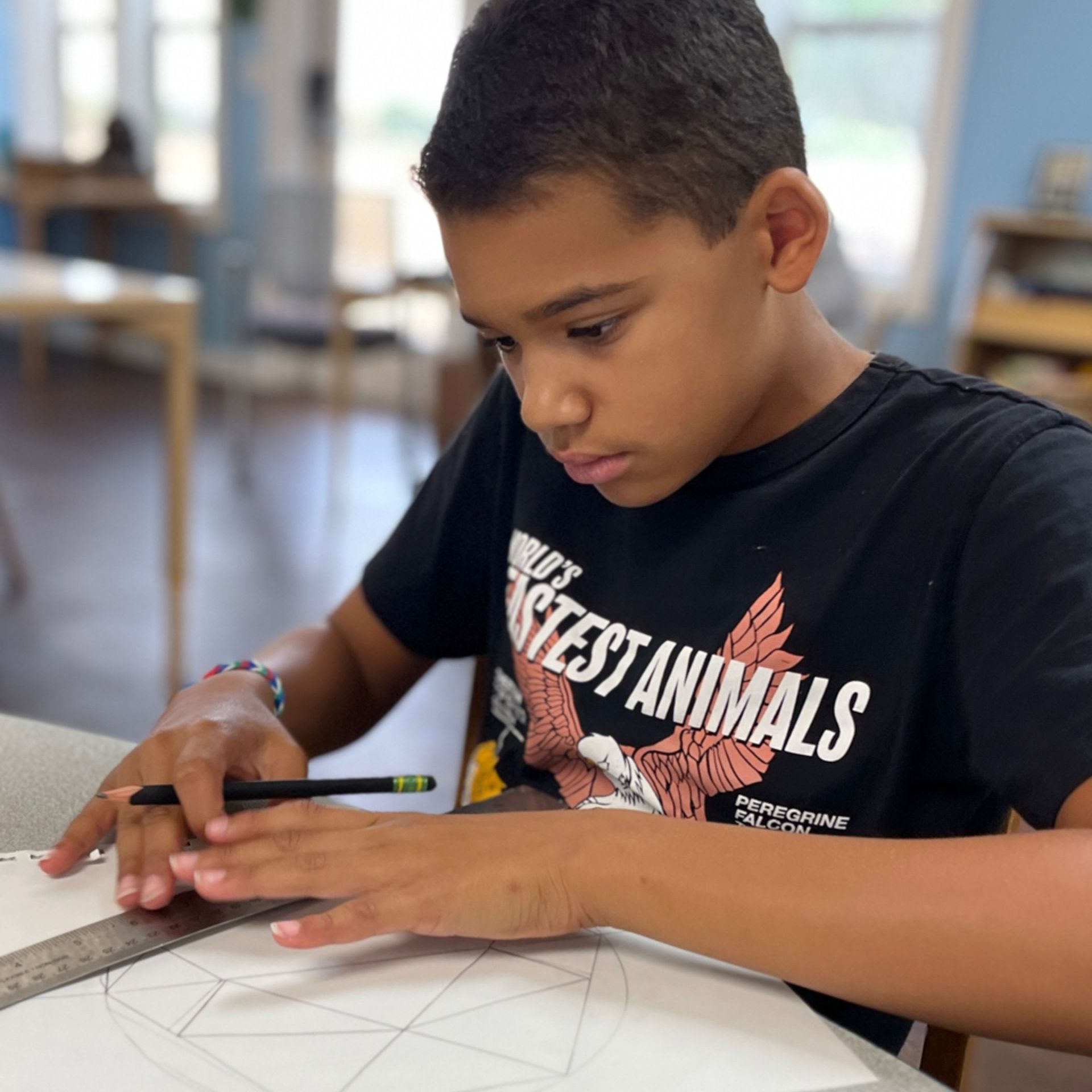 Child working with Montessori materials