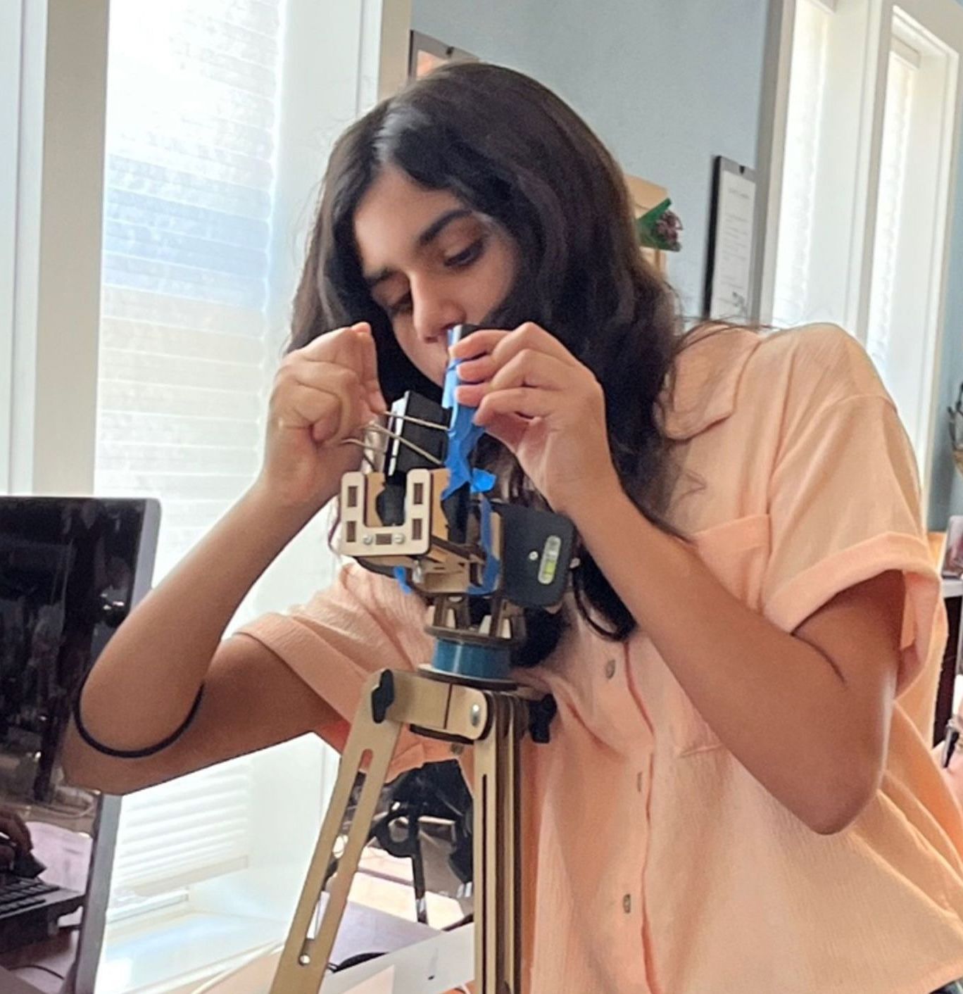 A Montessori child working with materials