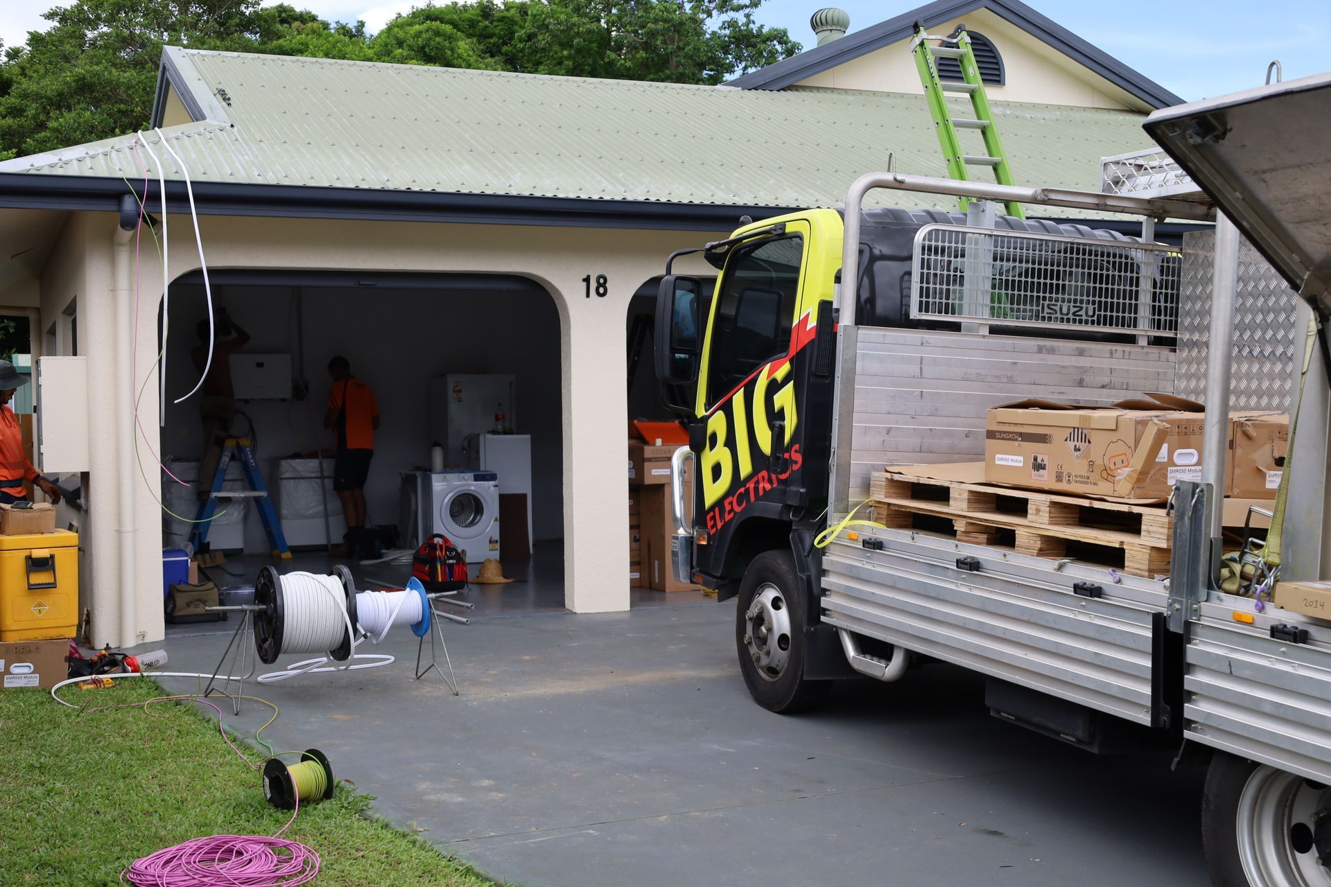 Solar Panel Installer Connecting Wires — Big Electrics in Redlynch, QLD