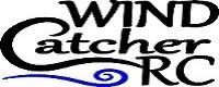 The wind catcher rc logo is black and blue on a white background.