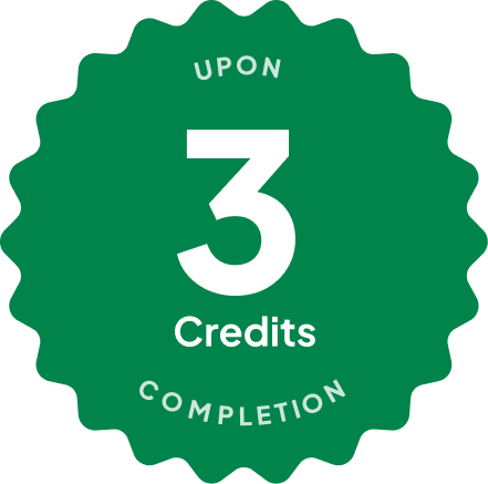 Blue badge with text: 