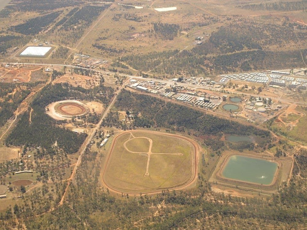 An Aerial View Of A Field With The Letter T On It — SureLift Crane Hire In Moranbah, QLD