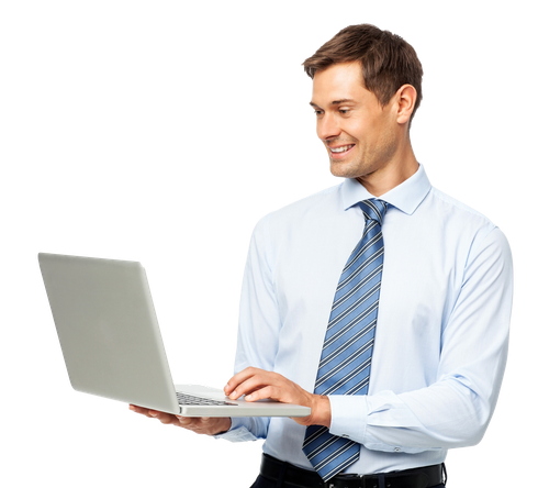 Smiling Man Using Computer | Plano, TX | Flair Data Systems