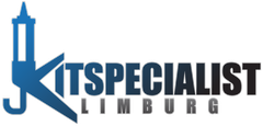 Een blauw en zwart logo voor kits specialist limburg