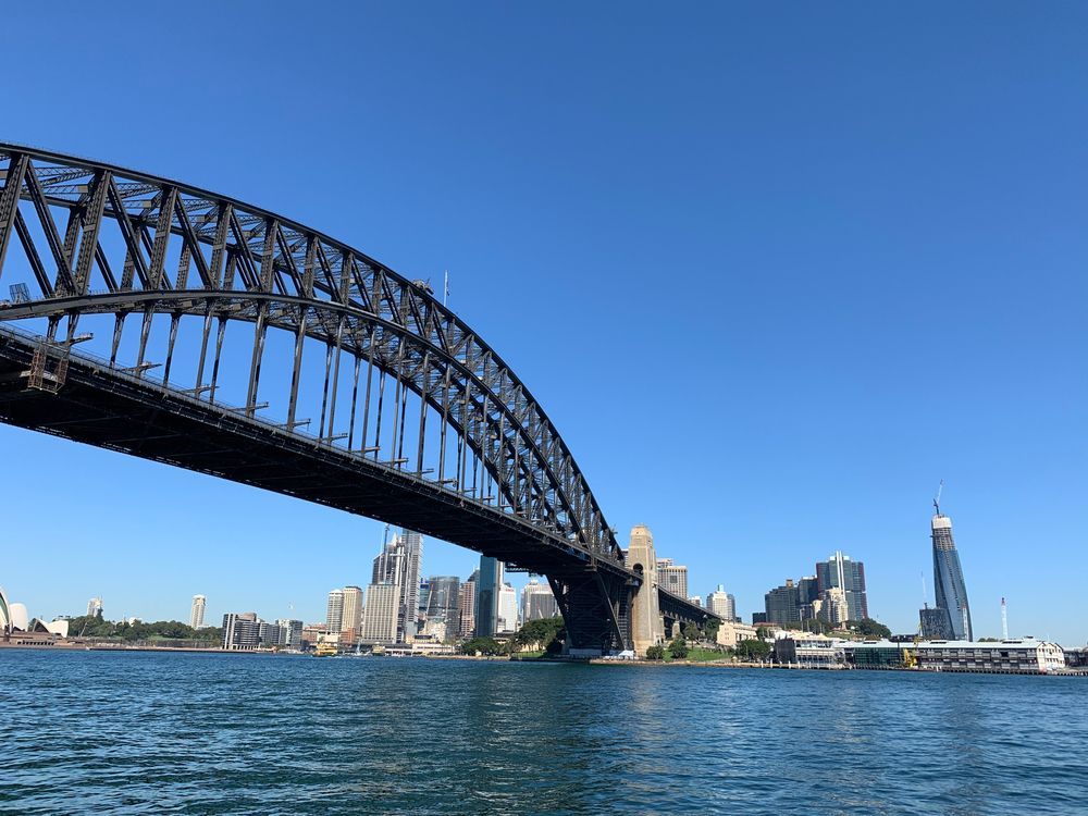 Sydney Harbour Bridge With City Skyline Against a Clear Blue Sky — Hines Refrigerated Transport Pty Ltd in Sydney, NSW