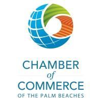 The logo for the chamber of commerce of the palm beaches.