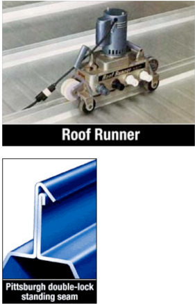 A picture of a roof runner and a picture of a standing seam