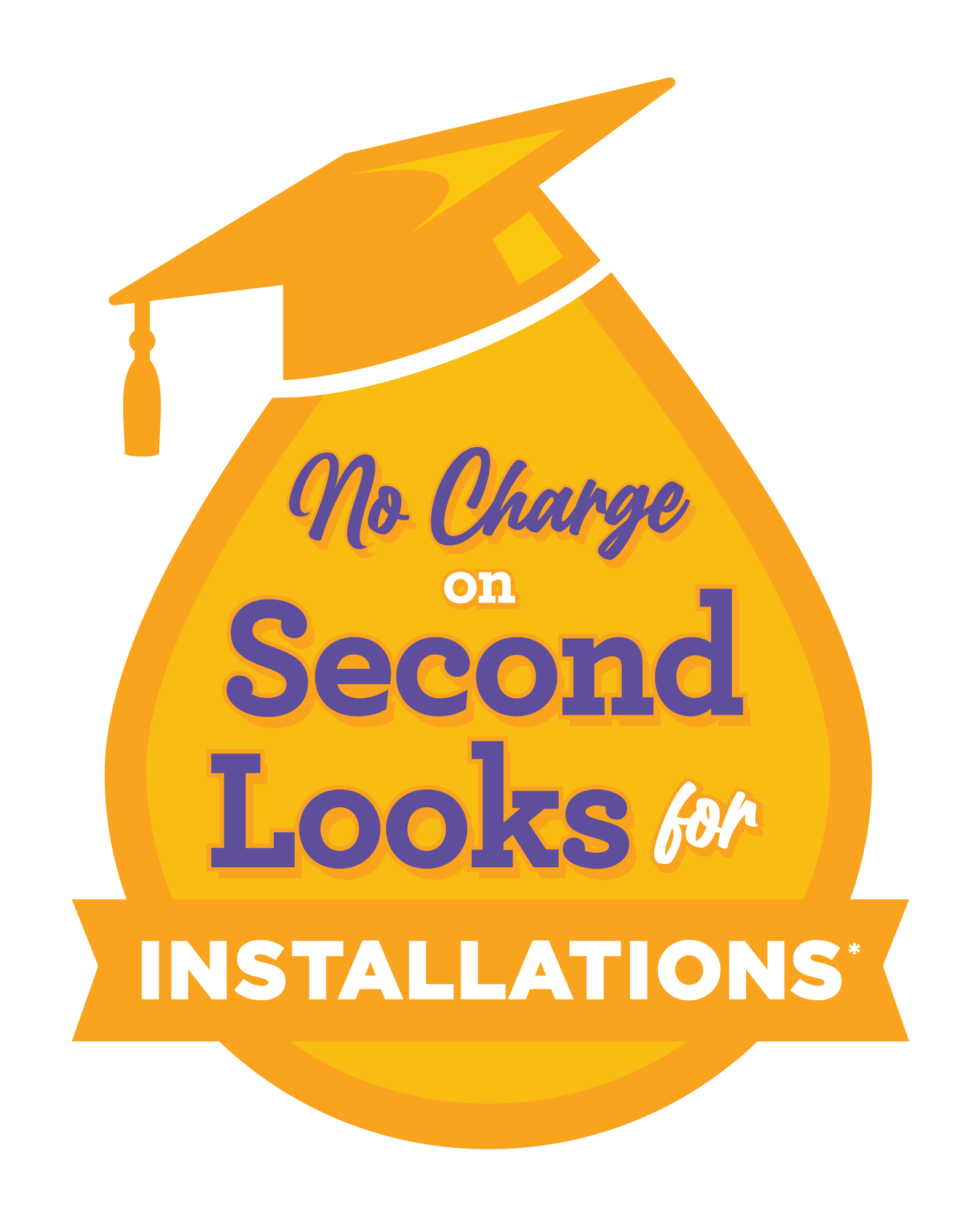 An orange drop with a graduation cap that says