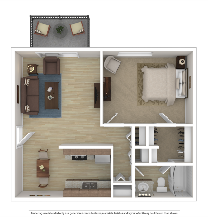 Floor Plan: 1 Bed · 1 Bath · 663 SQ. FT.