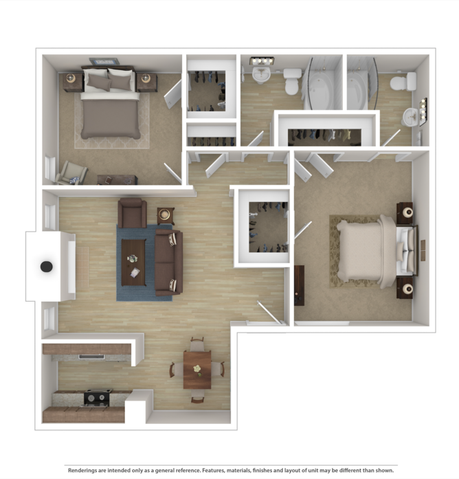 Floor Plan: 2 Bed · 2 Bath · 1,000 SQ. FT.