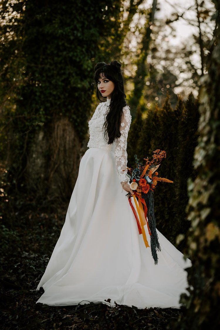 Woman choosing her wedding dress