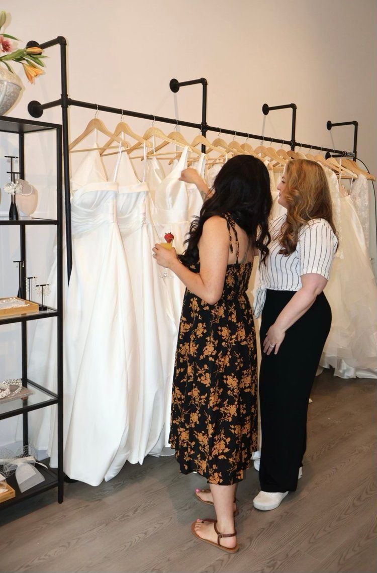 Woman choosing her wedding dress