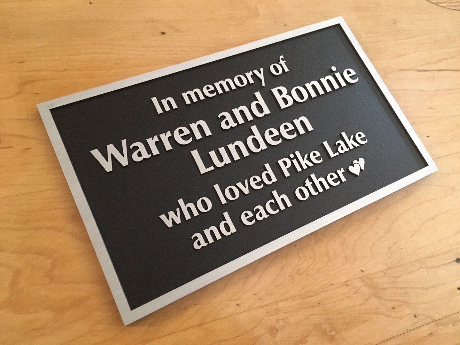Simple Memory Plaque — Hermantown, MN — Todd Signs
