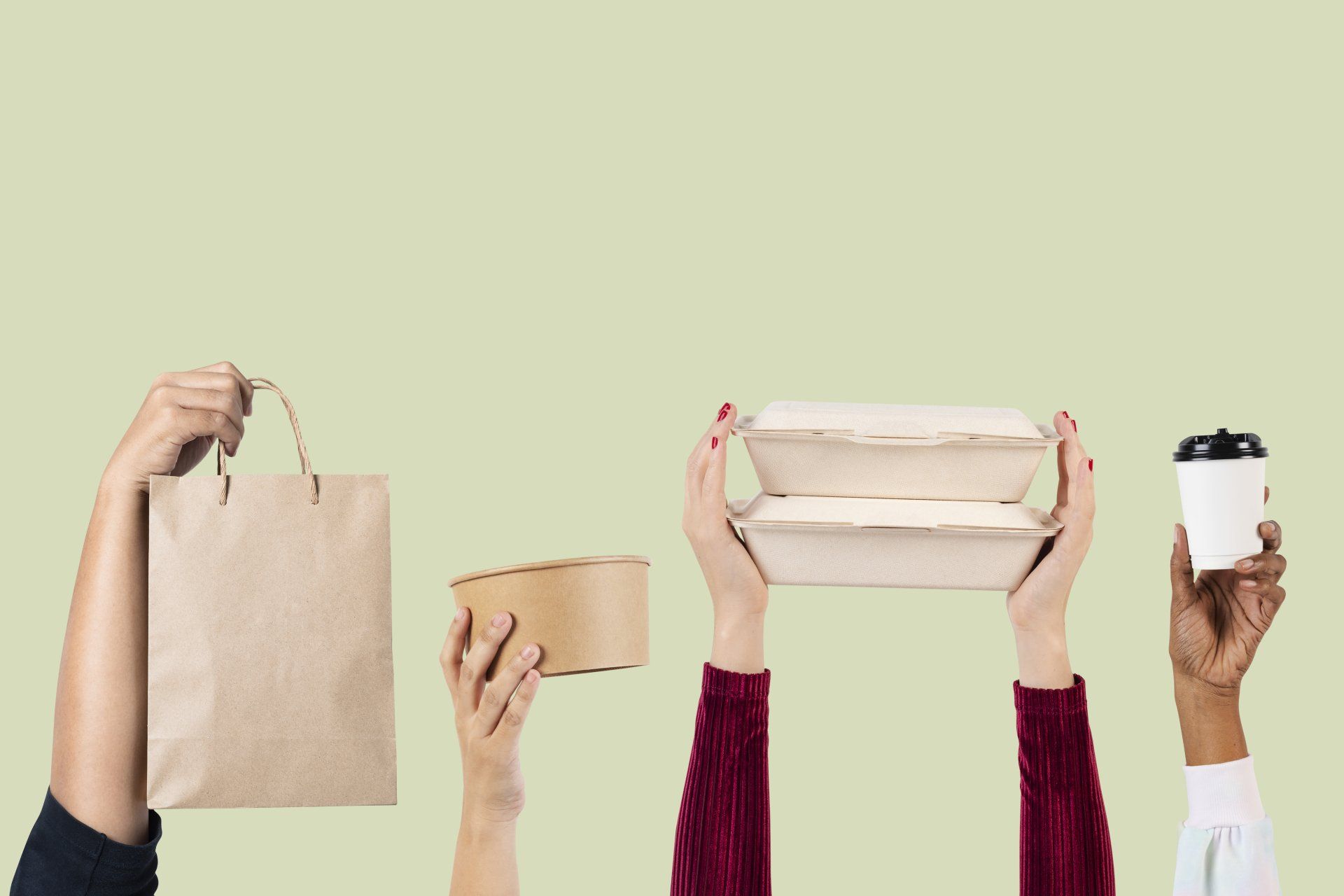 Diferentes empaques ecológicos para alimentos