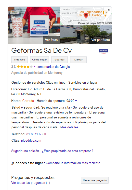 Aparece en Google Maps