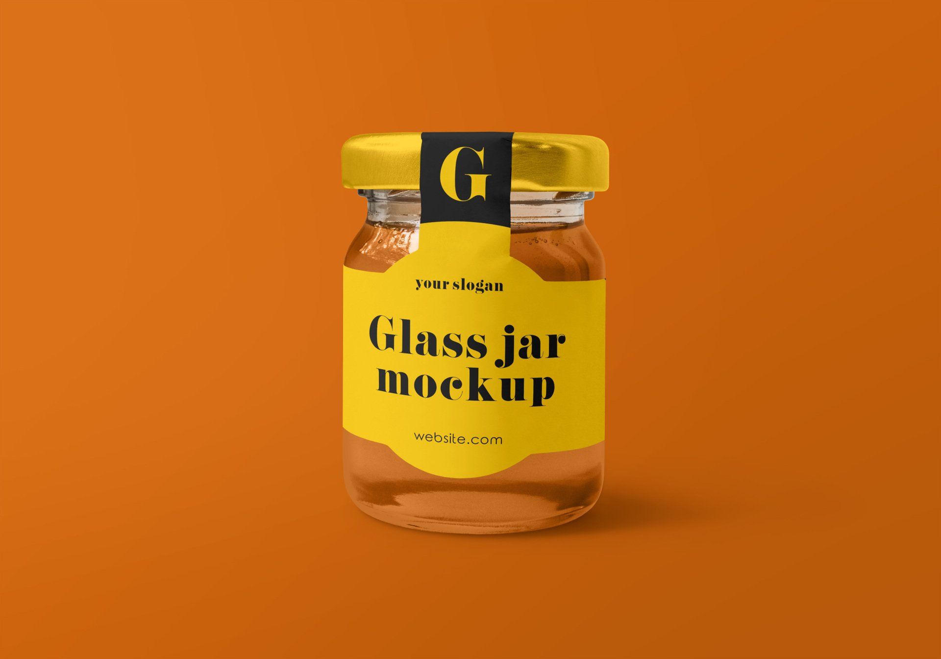 Frasco de vidrio con maqueta de empaque de miel