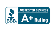 BBB Accredited Business A+ rating badge in blue and white.