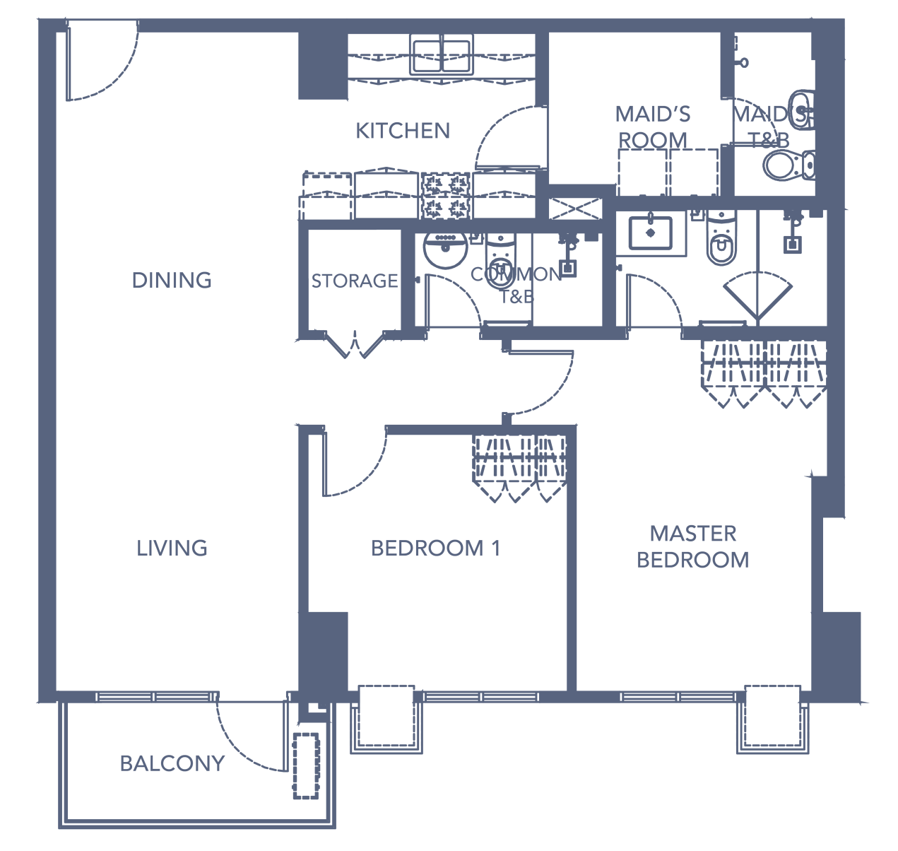A black and white floor plan of a house with a balcony.