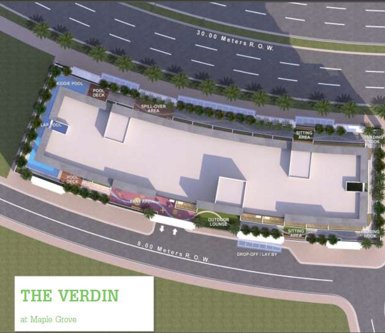 An aerial view of a building called the verdin