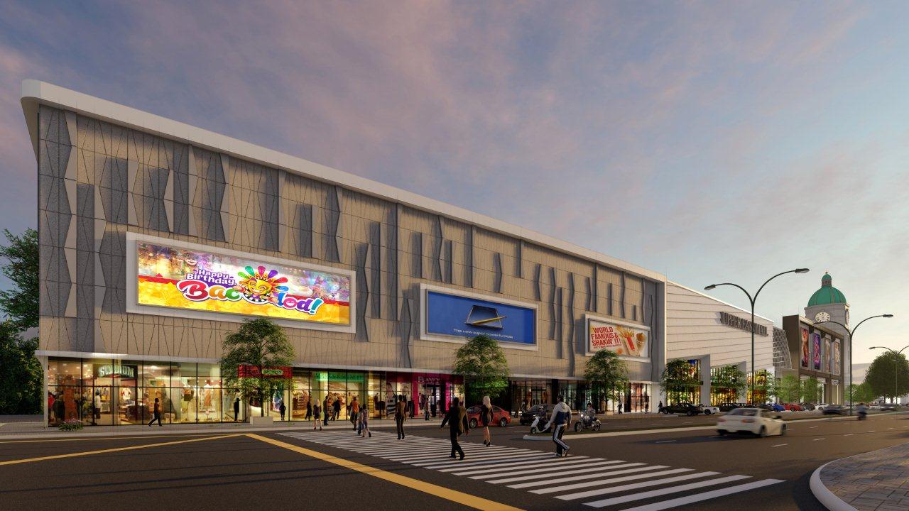 An artist 's impression of a large shopping mall.