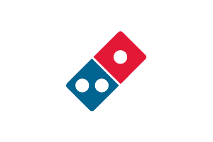 El logotipo de Domino's Pizza se muestra sobre un fondo blanco.
