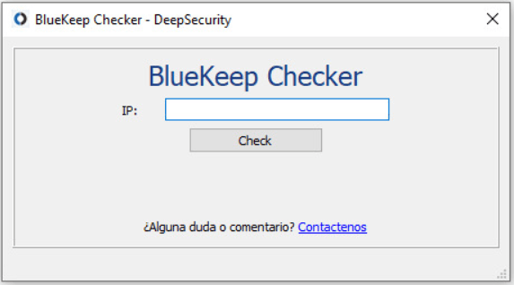 Una ventana de bluekeep checker con un botón de verificación