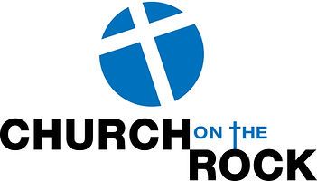 The church on the rock logo is a blue circle with a cross in the middle.