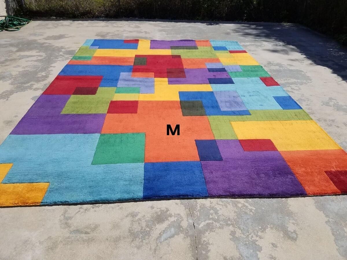 After cleaning a colorful rug.