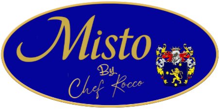 A blue oval logo for kossini by chef rocco