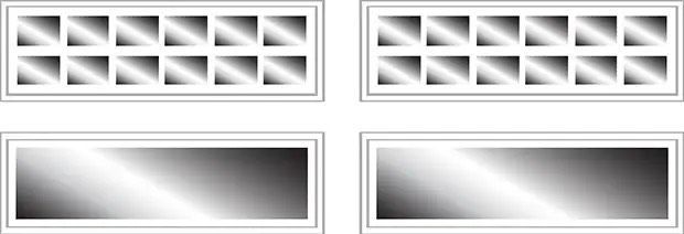 A set of four squares with a white frame on a white background.