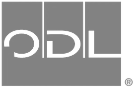 ODL logo in white letters, within three vertical grey rectangles; the letter "O" partially cut.